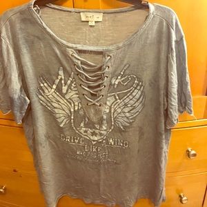 Graphic Tee with Caged Effect